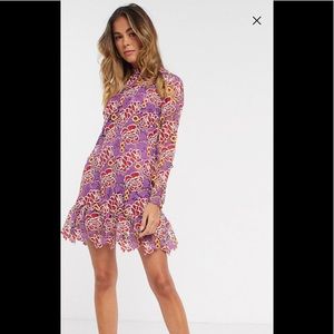ASOS Pink and Purple Ruffled Mini Dress